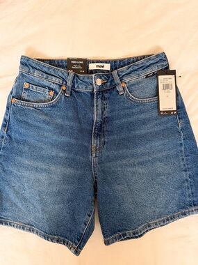Mavi High Rise Denim Shorts - Medium Blue